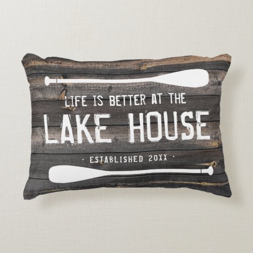 Rustic Life Is Better At The Lake House Paddles Accent Pillow