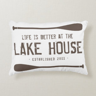 Rustic Life Is Better At The Lake House Paddles Accent Pillow