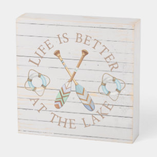 Rustic Life Is Better At The Lake White Shiplap Wooden Box Sign