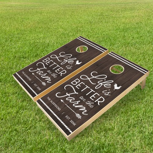 Rustic Life Is Better On The Farm Cornhole Set