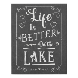 Rustic Life is Better on the Lake Faux Chalkboard Faux Canvas Print