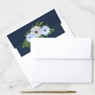 Rustic Light Blue and White Floral Quinceañera Envelope Liner