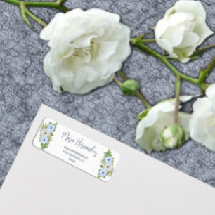 Rustic Light Blue and White Floral Quinceañera  Label