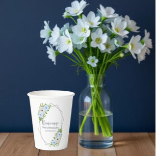 Rustic Light Blue and White Floral Quinceañera Paper Cups