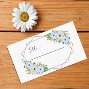Rustic Light Blue and White Floral Quinceañera  Place Card