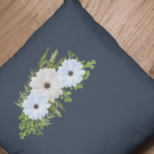 Rustic Light Blue and White Floral Throw Pillow