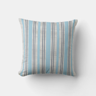 Rustic Light Blue Striped Grain Sack Throw Pillow