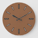 [ Thumbnail: Rustic Light Brown & Dark Brown Wavy Pattern Clock ]