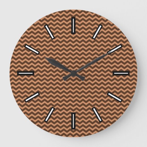 Rustic Light Brown  Dark Brown Wavy Pattern Clock