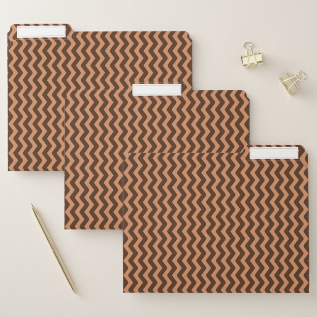 Rustic Light Brown & Dark Brown Wavy Pattern File Folder (Set)