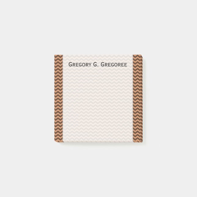 Rustic Light Brown & Dark Brown Wavy Pattern; Name Post-it Notes (Front)