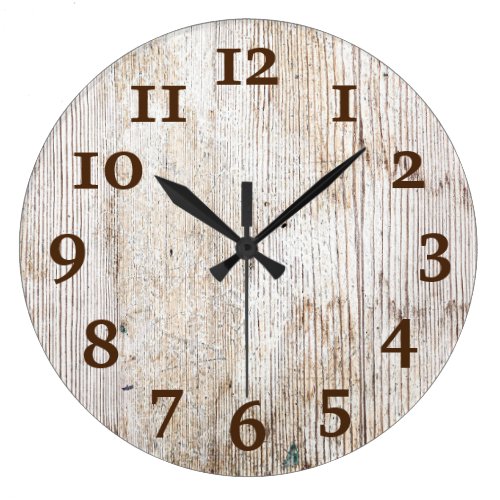 Rustic Light Brown Weathered Wood  Large Clock
