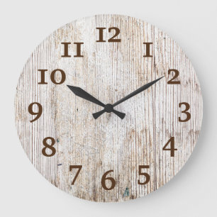 Rustic Light Brown Weathered Wood Large Clock