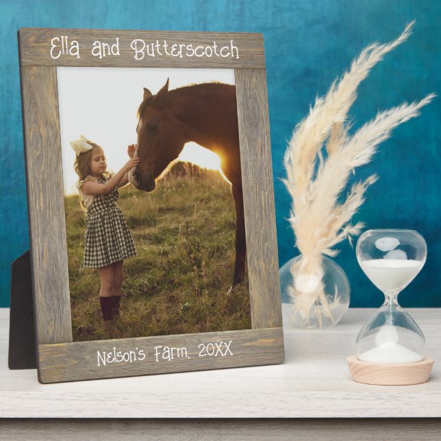 Rustic Light Brown Wood Planks Text Photo Frame (Side)