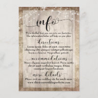 Rustic Light Brown Wood w/ Lights, Wedding Info