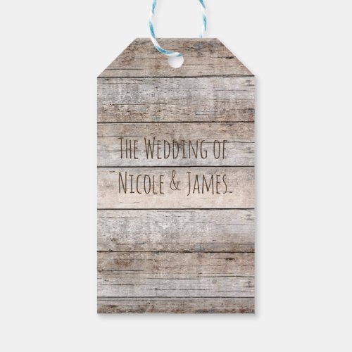 Rustic Light Country Wood Wedding Party Favor Gift Tags