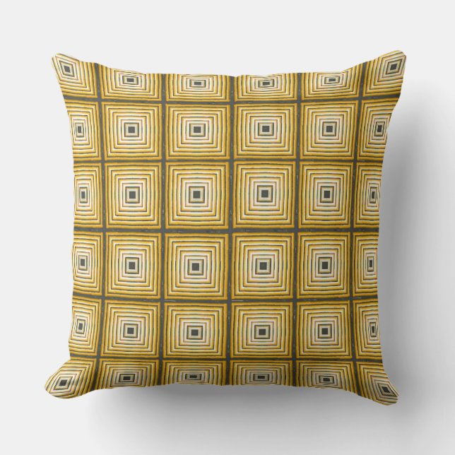 Rustic Light Gold Woven Stacked Squares  Throw Pillow (Front)
