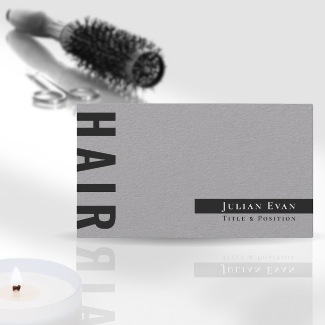 Rustic Light Gray Monochrome Hair Stylist Barber Business Card (Creator Uploaded)