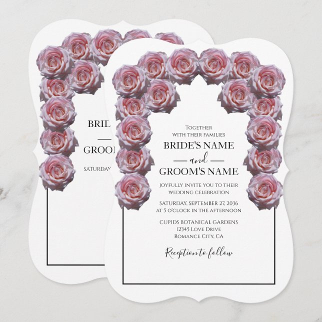 Rustic Light Pink Roses Wedding Invitations (Front/Back)