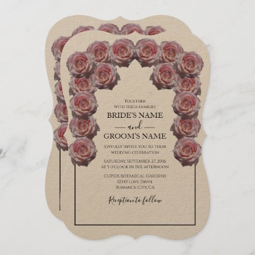 Rustic Light Pink Roses Wedding Invitations