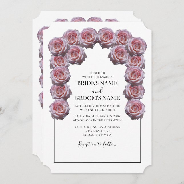 Rustic Light Pink Roses Wedding Invitations (Front/Back)