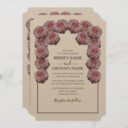 Rustic Light Pink Roses Wedding Invitations