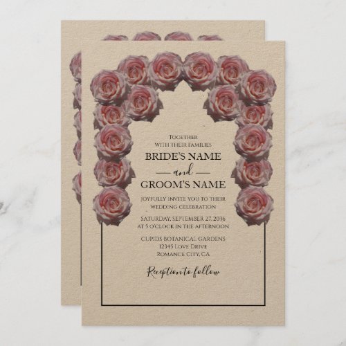 Rustic Light Pink Roses Wedding Invitations
