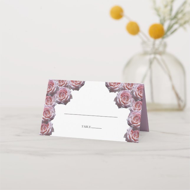 Rustic Light Pink Roses Wedding Place Card (Front)