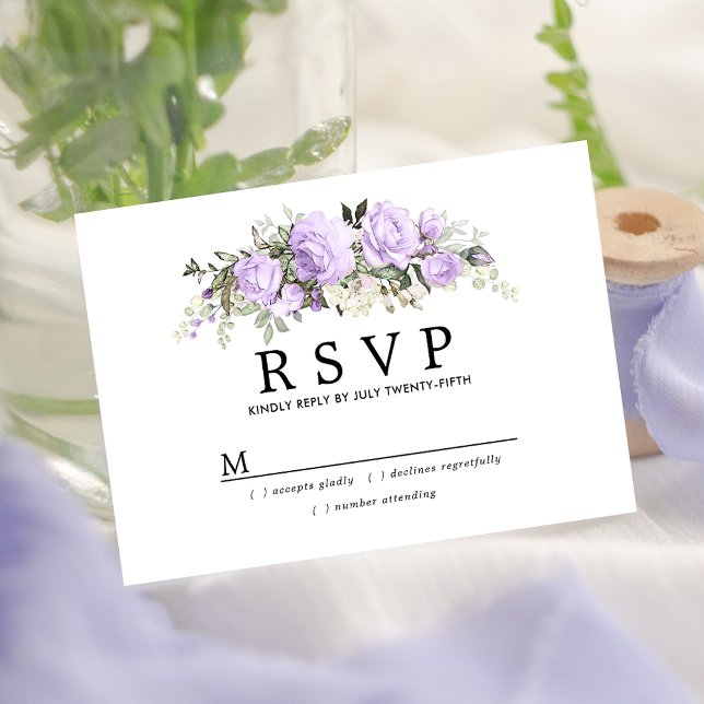Rustic Light Purple Floral Wedding RSVP (Creator Uploaded)