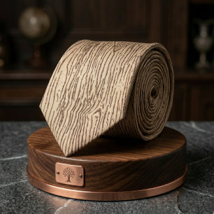 Rustic Light Wood Grain Texture Pattern Neck Tie