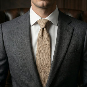Rustic Light Wood Grain Texture Pattern Neck Tie