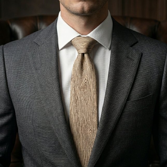 Rustic Light Wood Grain Texture Pattern Neck Tie (Creator Uploaded)