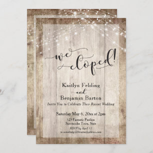 Rustic Light Wood & Lights, We Eloped, Reception Invitation