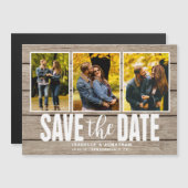 Rustic Light Wood Photo Collage Save the Date (Front/Back)
