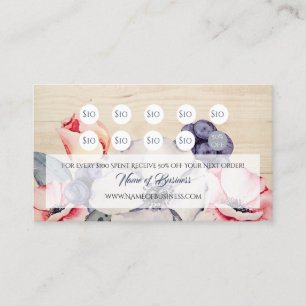 Rustic Light Wood Summer Blossom Loyalty Card