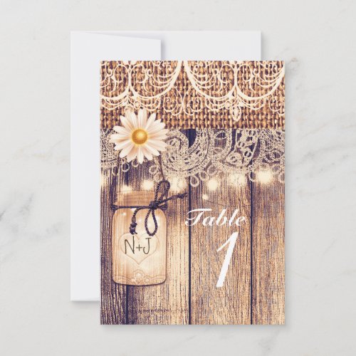 Rustic Lighted Mason Jars Daisies  Lace Wedding Invitation