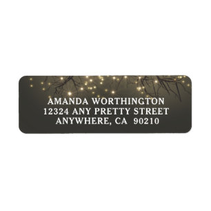 Rustic Lighted Tree Branch Country Wedding Label