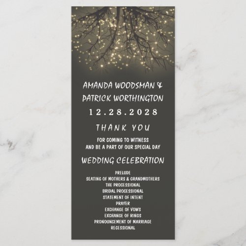 Rustic Lighted Tree Branch Wedding Programs