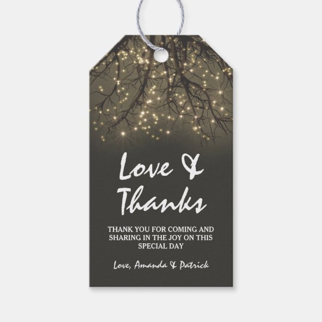 Rustic Lighted Tree Branch Wedding Thank You Gift Tags