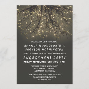 Rustic Lighted Tree Engagement Party Invitations