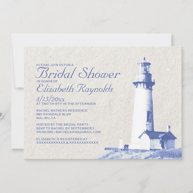 Rustic Lighthouse Bridal Shower Invitations Zazzle
