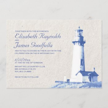 Rustic Lighthouse Wedding Invitations by topinvitations at Zazzle