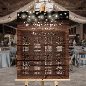 Rustic Lights Alphabetical Wedding Seating Chart Foam Board