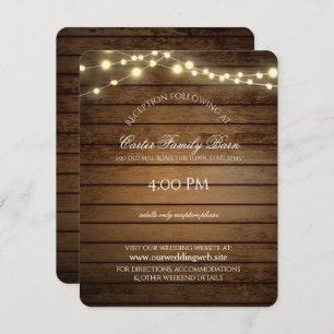 Rustic Lights and Barn Wood Details Wedding Invitation
