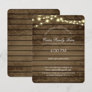 Rustic Lights and Barn Wood Details Wedding Invitation