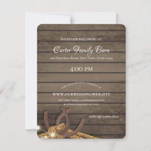 Rustic  Lights and Horseshoes Details Invitation