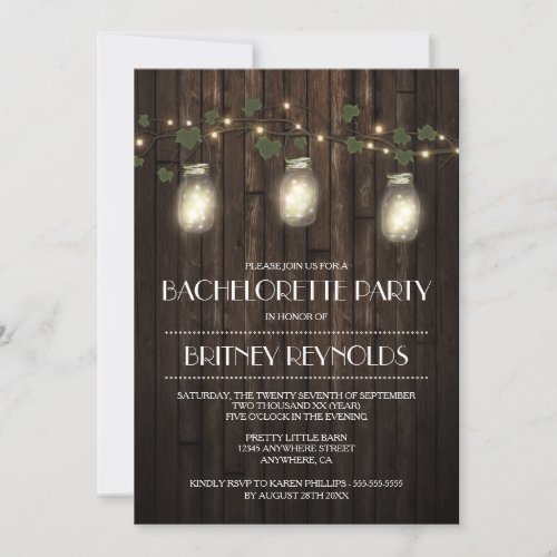 Rustic Lights Bachelorette Party Invitations