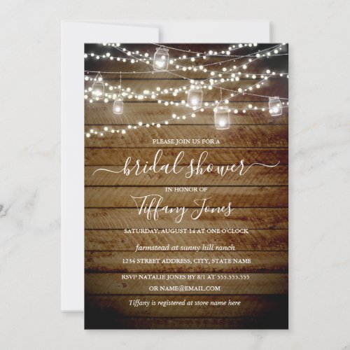 Rustic Lights Backyard Bridal Shower Invitation