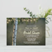 Rustic Lights Birch Tree Bridal Shower Invitations (Standing Front)