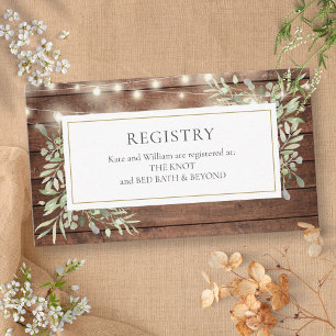 Rustic Lights Foliage Wedding Shower Gift Registry Enclosure Card